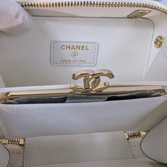 Chanel White Caviar Leather Mini Top Handle Vanity Case - Picture 8 of 16